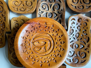 Wood Dishes || Hamsa & Eye of Ra