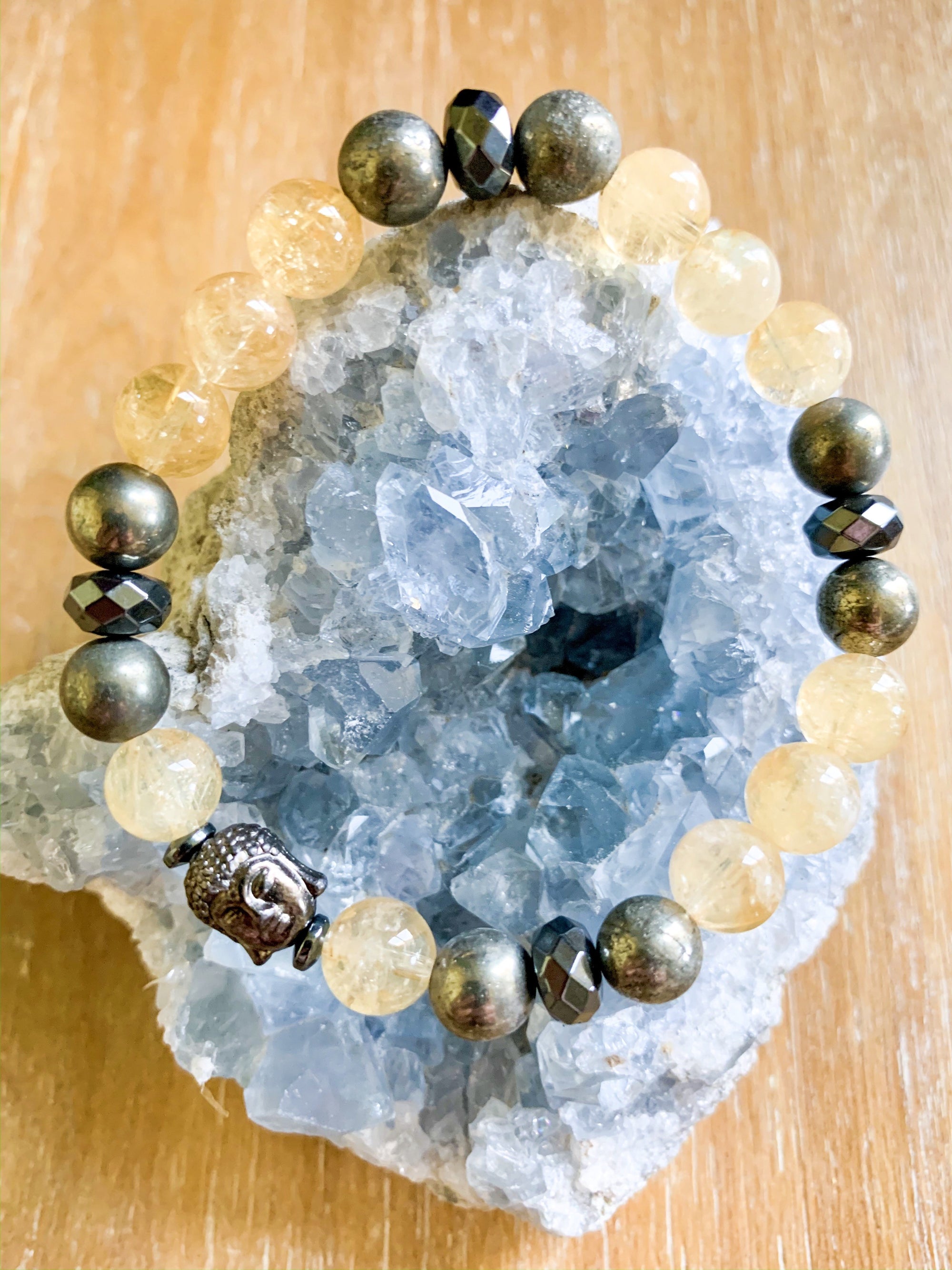 Citrine, Pyrite, & Hematite Beaded Bracelet || Reiki Infused