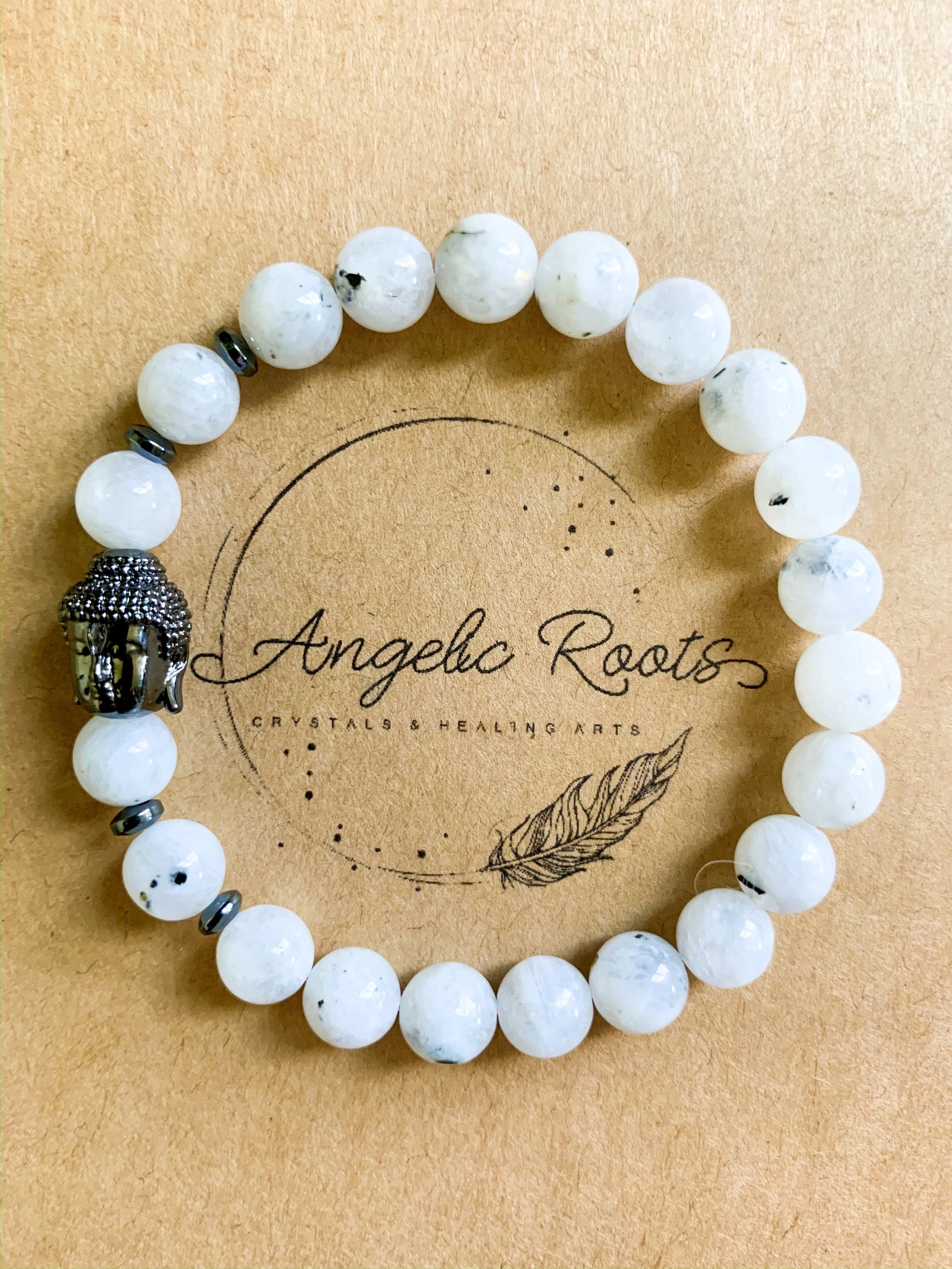 Moonstone Beaded Bracelet with Buddha Charm || Reiki Infused