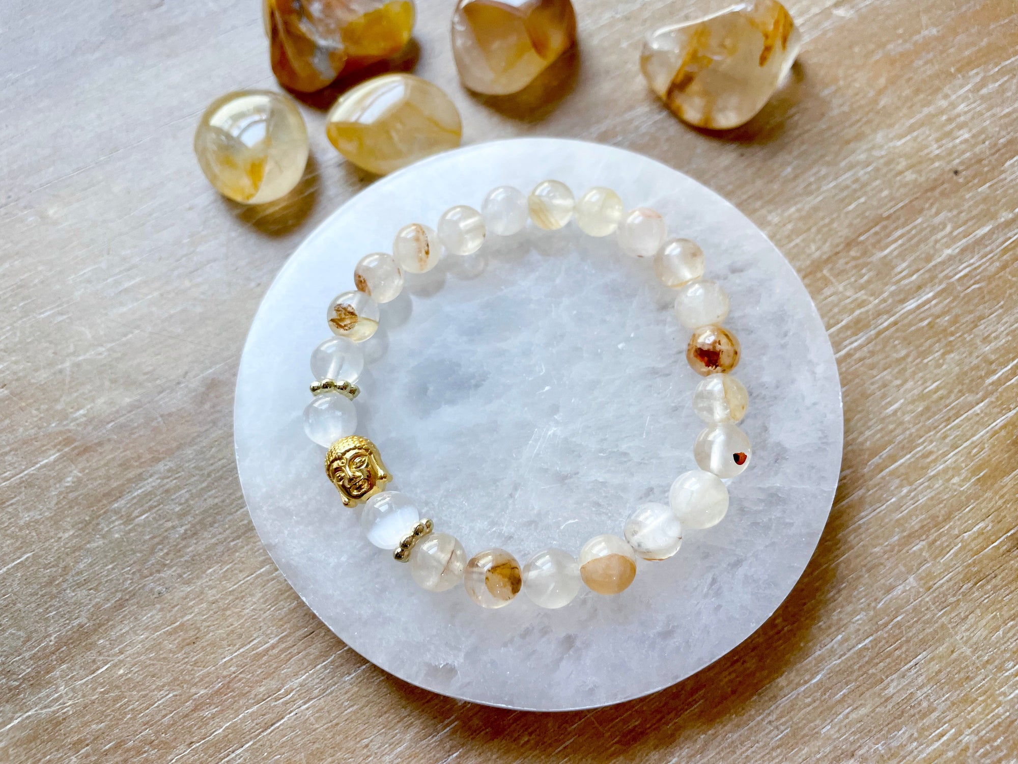 Golden Healer & Selenite Buddha Bracelet || Reiki Infused