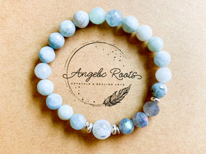 Aquamarine, Labradorite & Moonstone Faceted Bracelet || Reiki Infused