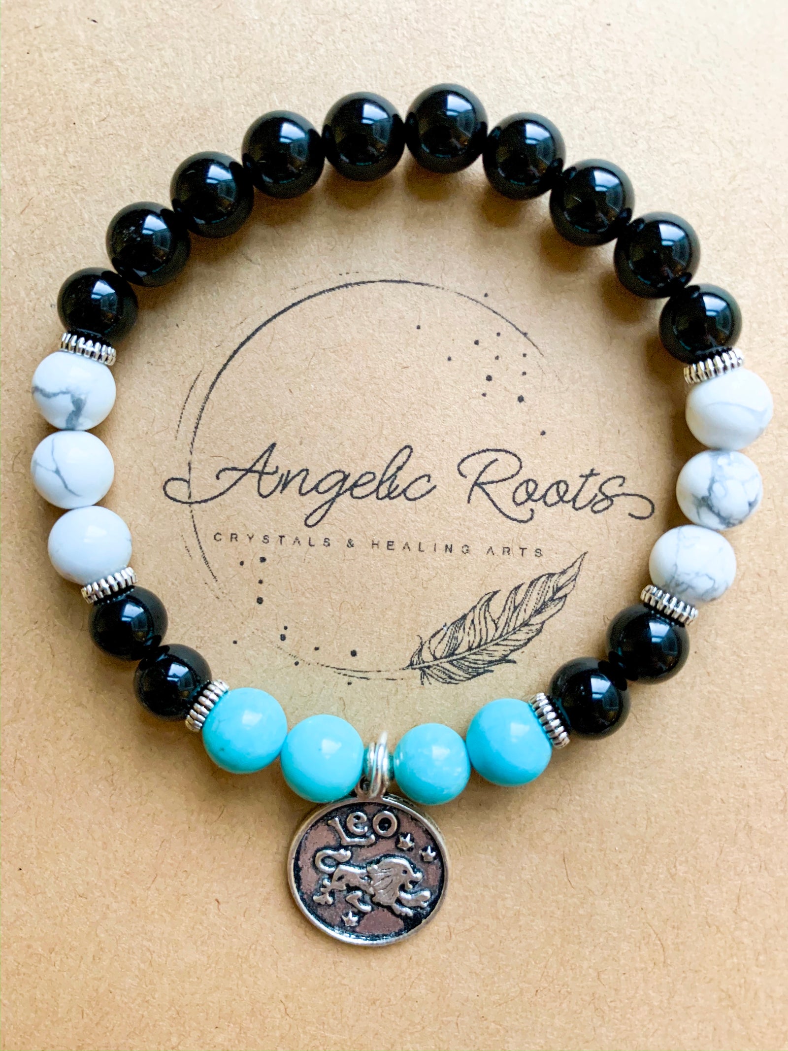 LEO Onyx, Howlite, Turquoise Beaded Bracelet || Reiki Infused