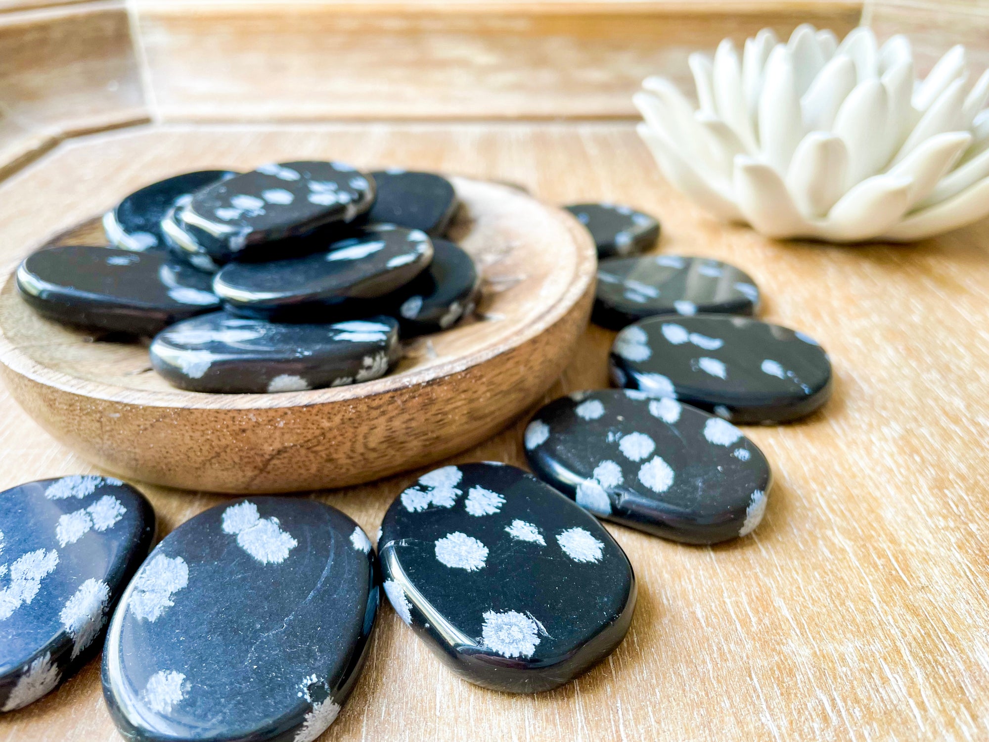 Snowflake Obsidian Flat Palm Stone