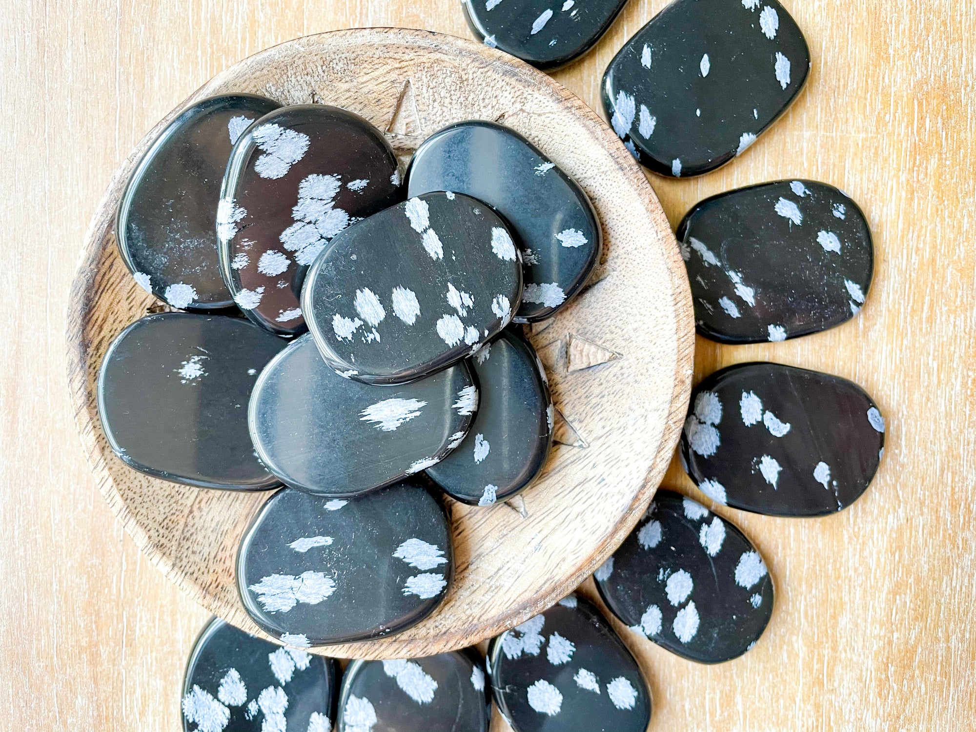 Snowflake Obsidian Flat Palm Stone