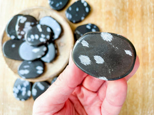 Snowflake Obsidian Flat Palm Stone