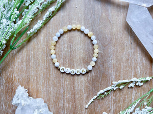 Yellow Calcite & Moonstone "ALOHA" Beaded Bracelet || Reiki Infused