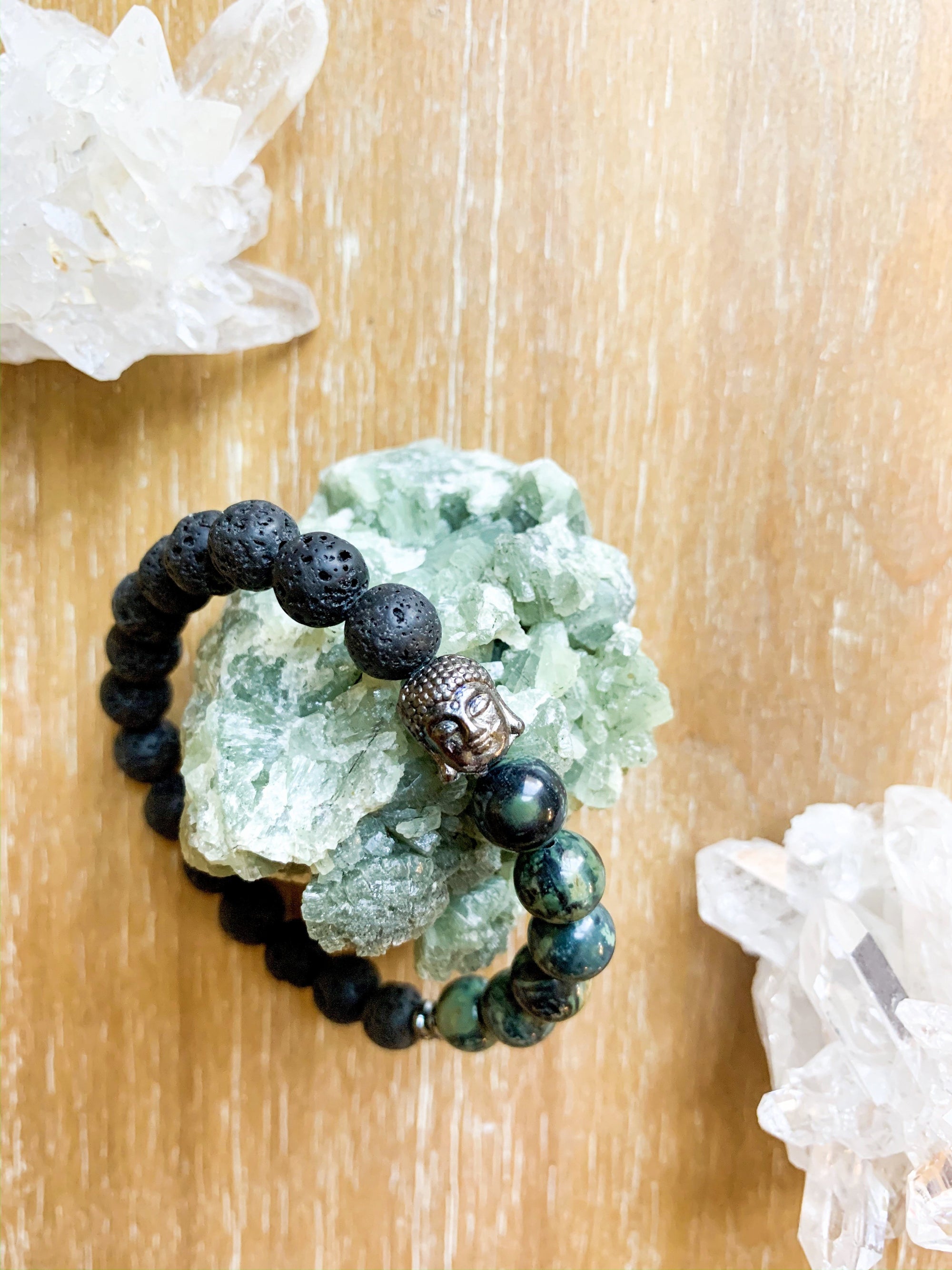 Lava and Kambaba Jasper Beaded Bracelet || Reiki Infused