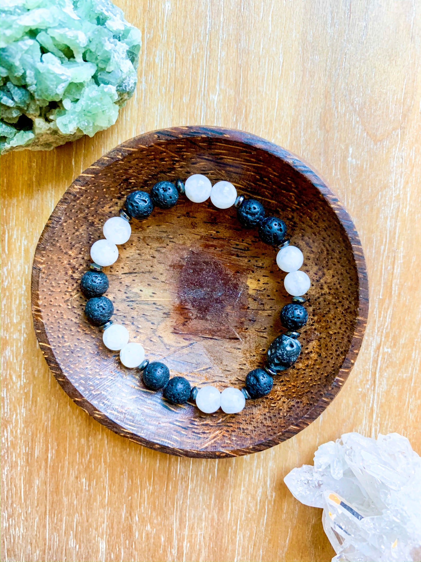 Lava & Moonstone Beaded Bracelet || Reiki Infused