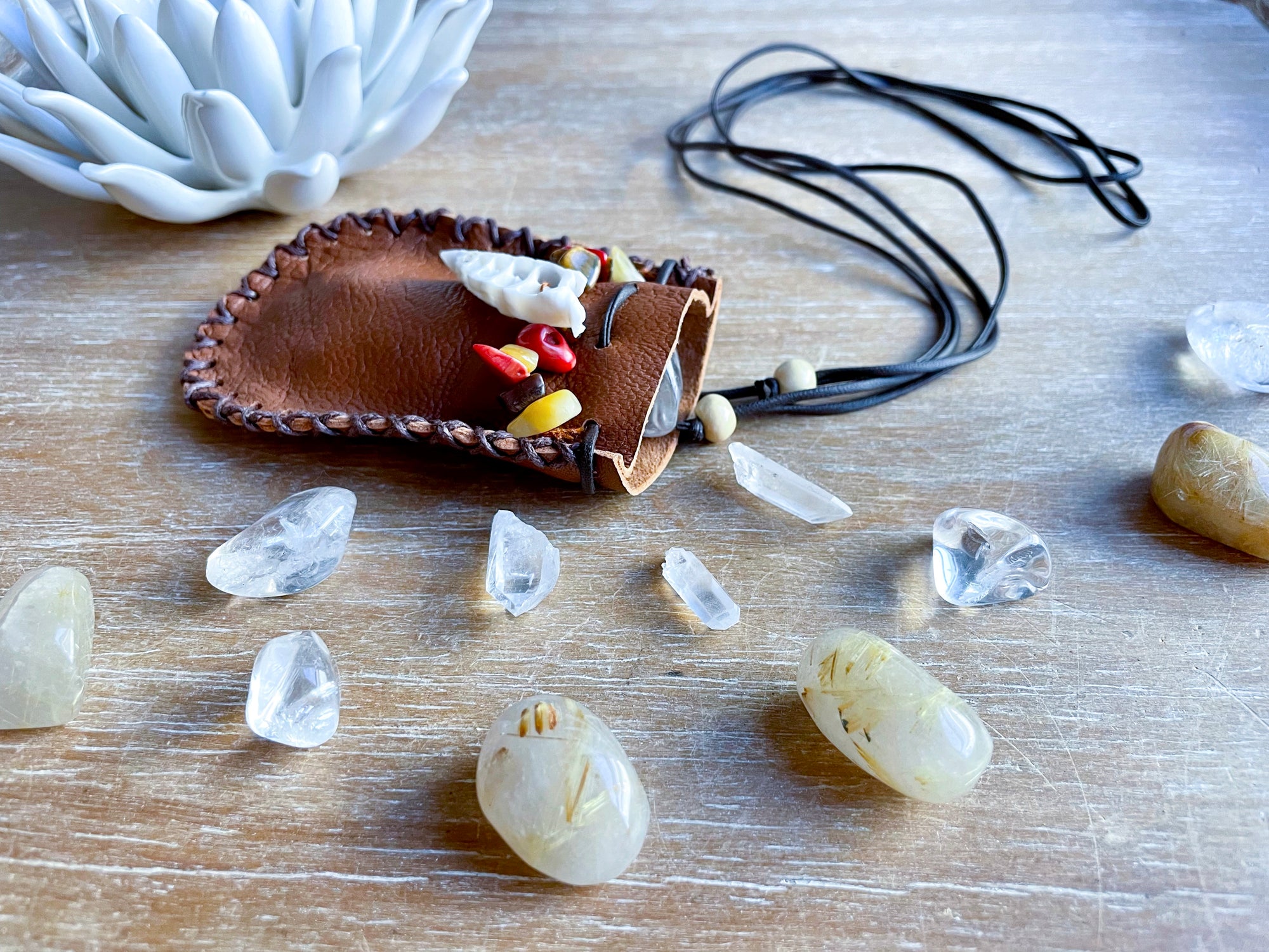Cone Shell Leather Pouch