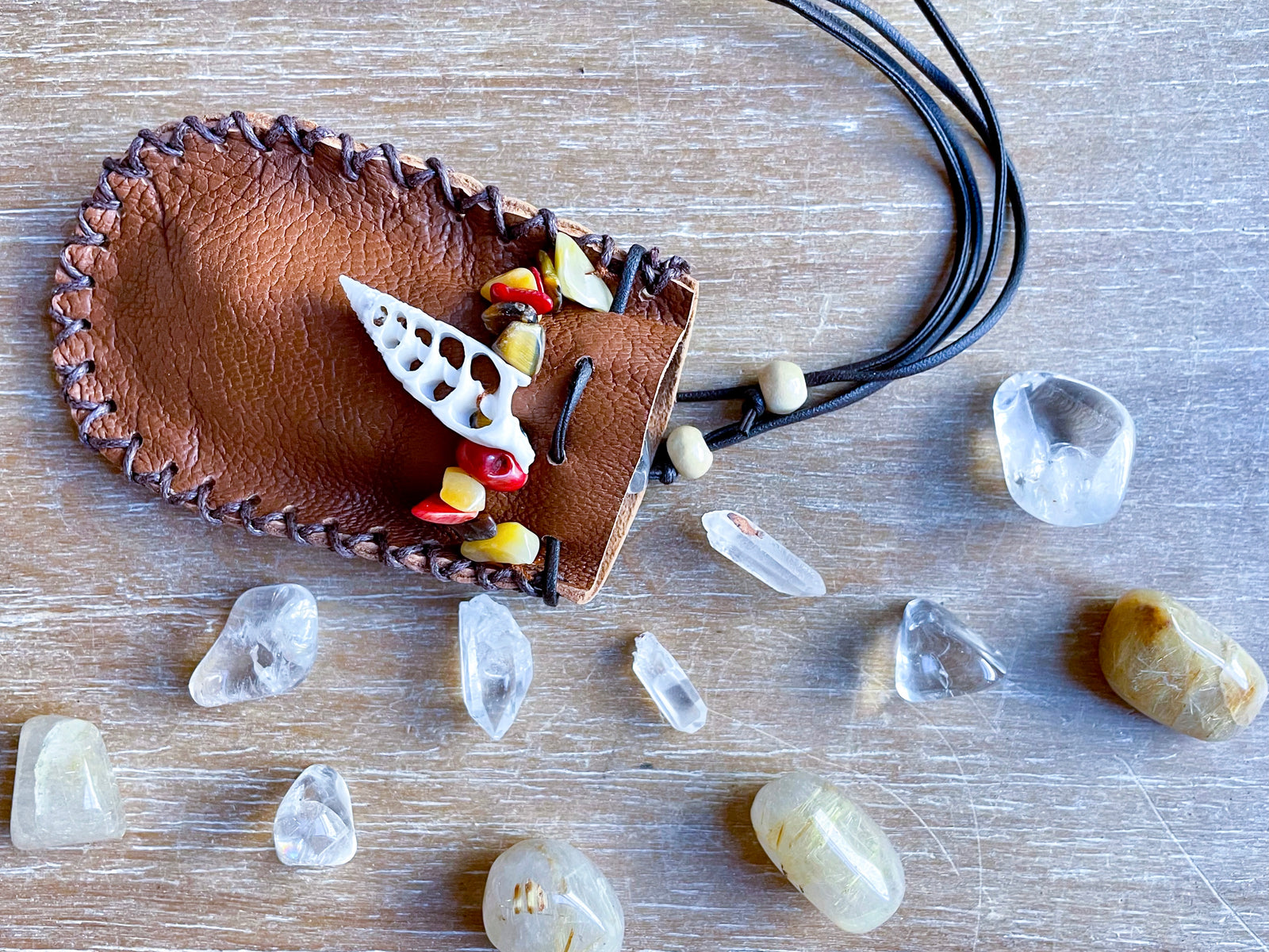 Cone Shell Leather Pouch