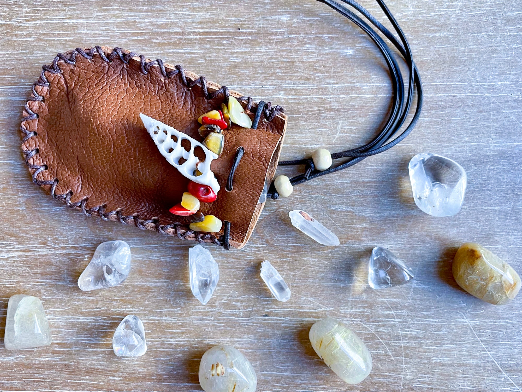 Cone Shell Leather Pouch