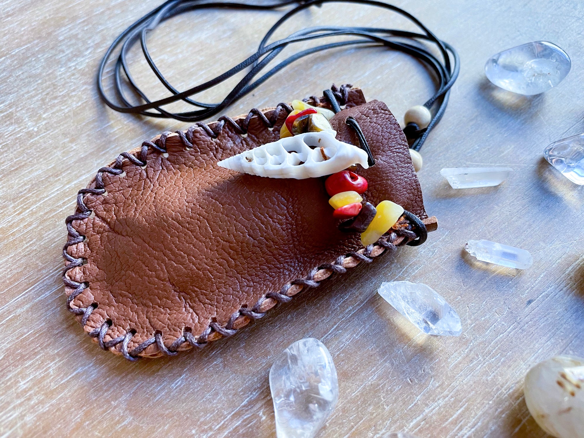 Cone Shell Leather Pouch