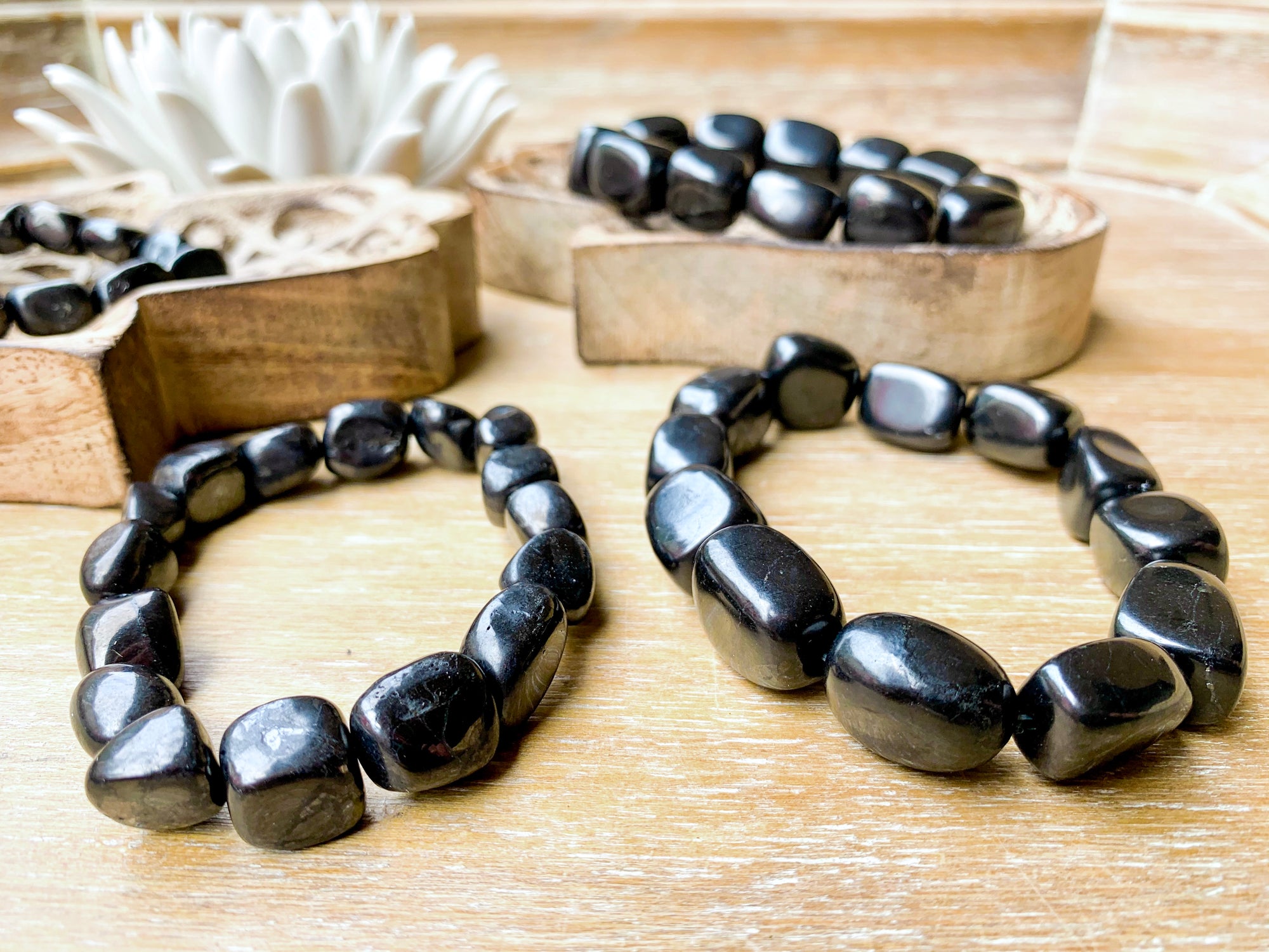 Shungite Nugget Bracelet || Reiki Infused Smaller Beads