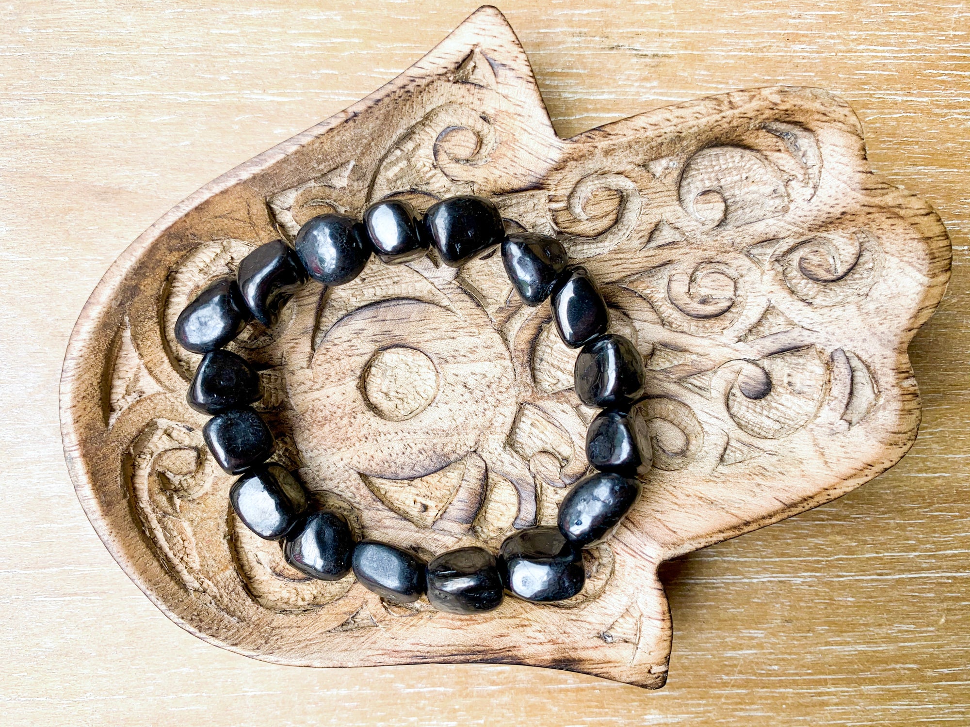Shungite Nugget Bracelet || Reiki Infused Smaller Beads