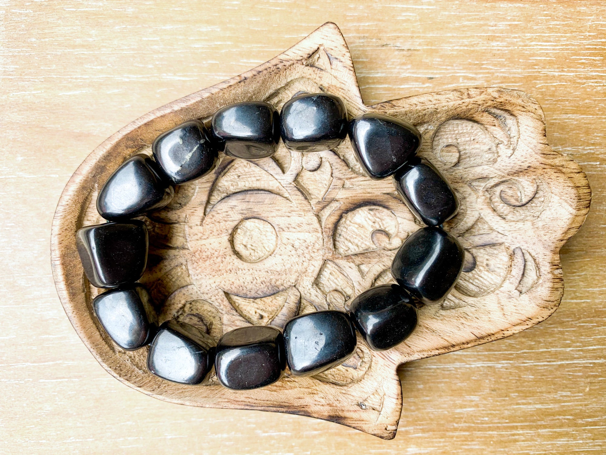 Shungite Nugget Bracelet || Reiki Infused Larger Beads