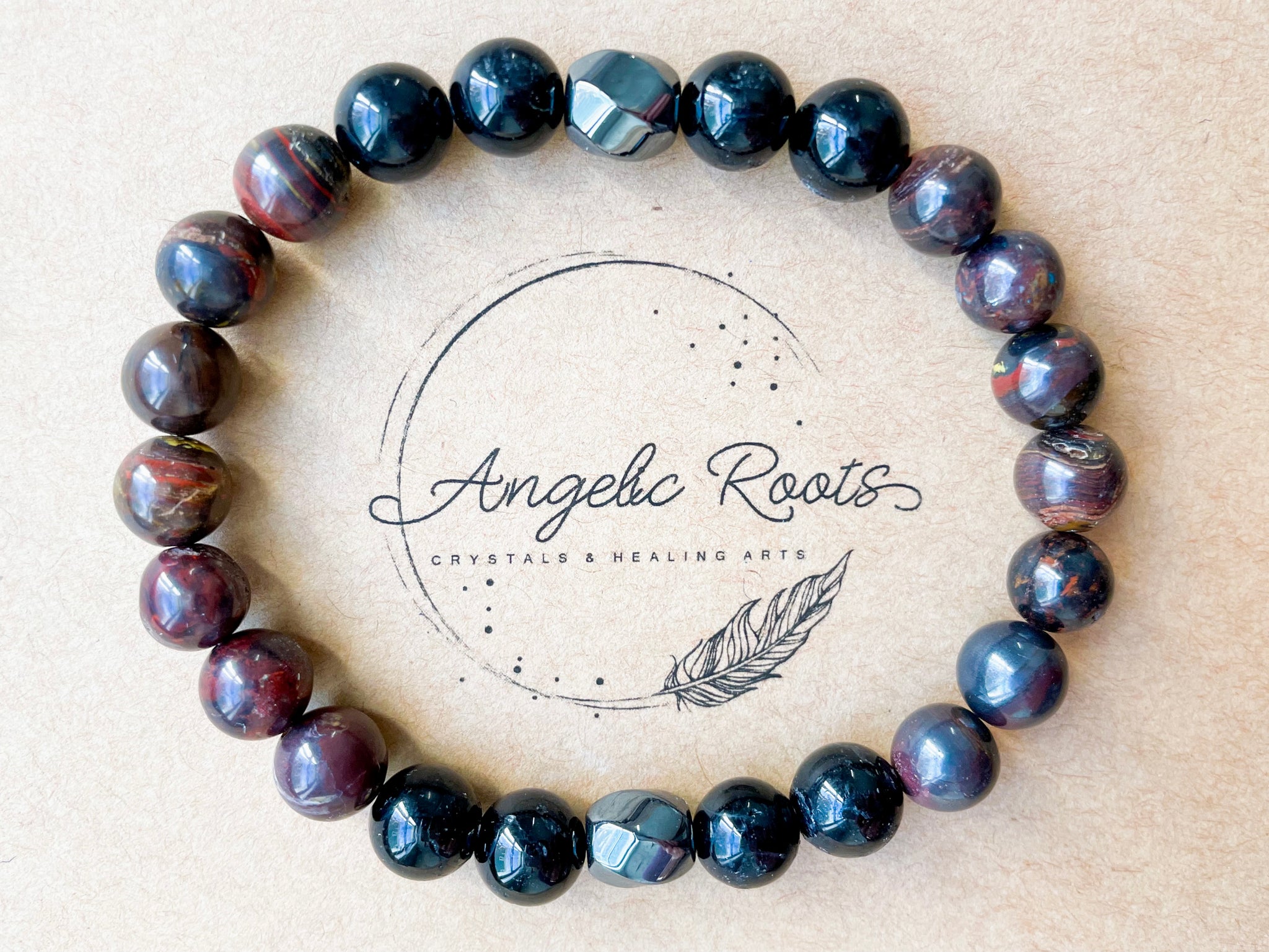 Black tourmaline and hematite bracelet top
