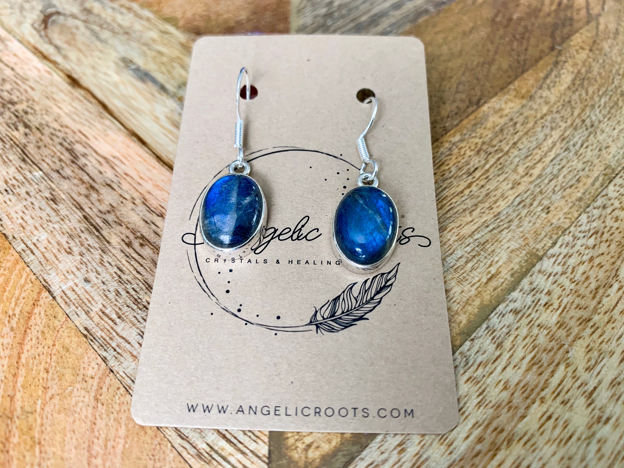 Labradorite Oval Drop Earrings - Large