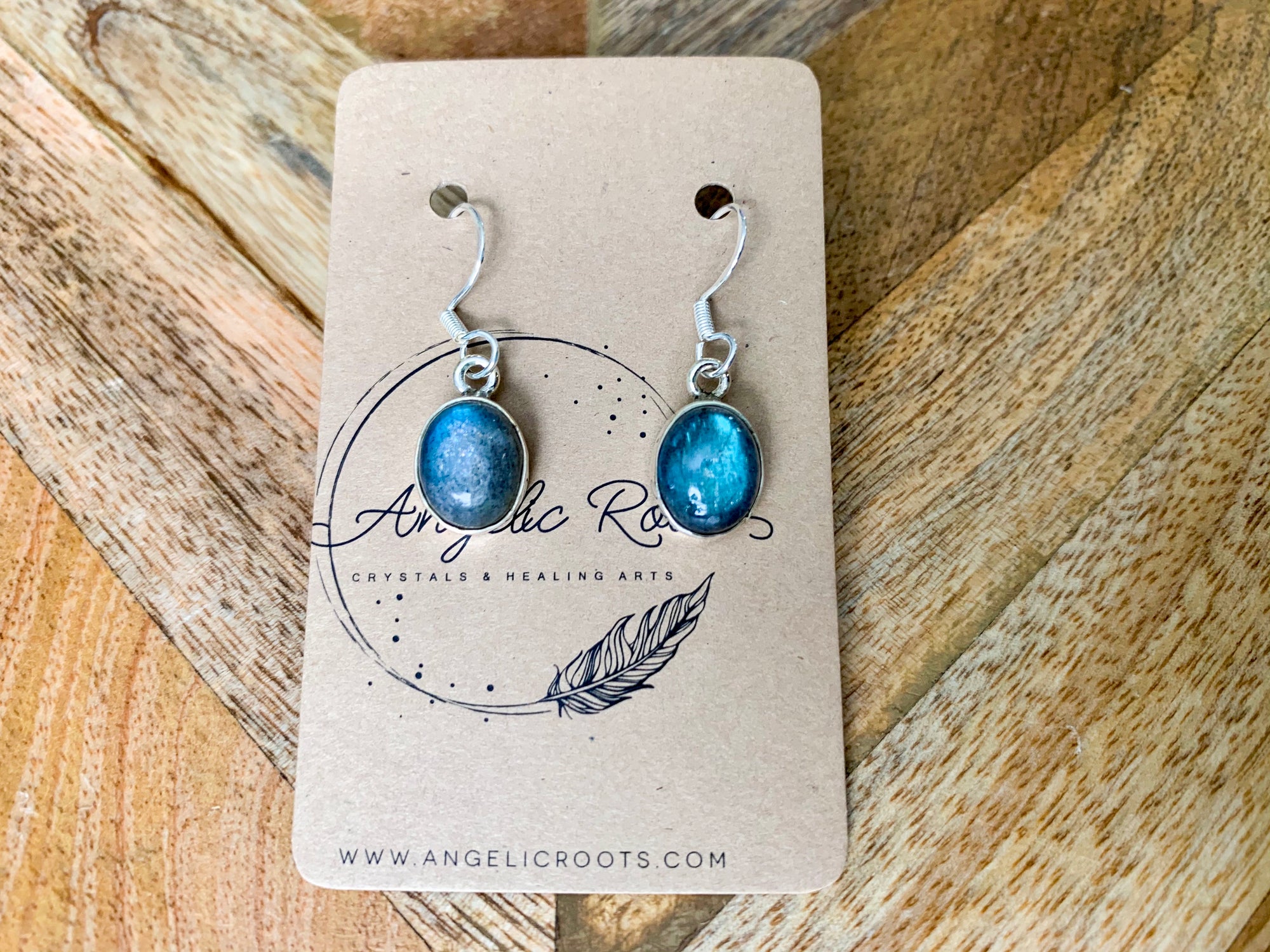 Labradorite Oval Drop Earrings - Small