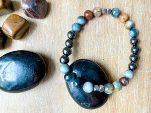 Masculine Line || Hawk Eye & Hematite Bracelet