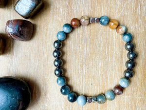 Masculine Line || Hawk Eye & Hematite Bracelet
