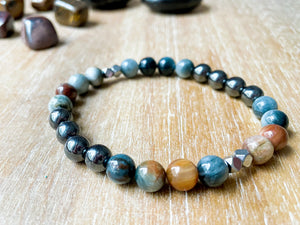 Masculine Line || Hawk Eye & Hematite Bracelet