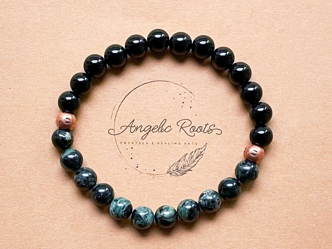 Masculine Line || Onyx & Kambaba Jasper Bracelet || Reiki Infused