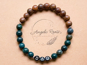 Masculine Line || Ebony Wood & Bloodstone "DAD" Bracelet || Reiki Infused