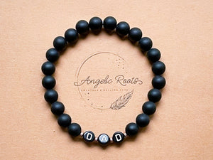 Masculine Line || Matte Onyx "DAD" Bracelet || Reiki Infused