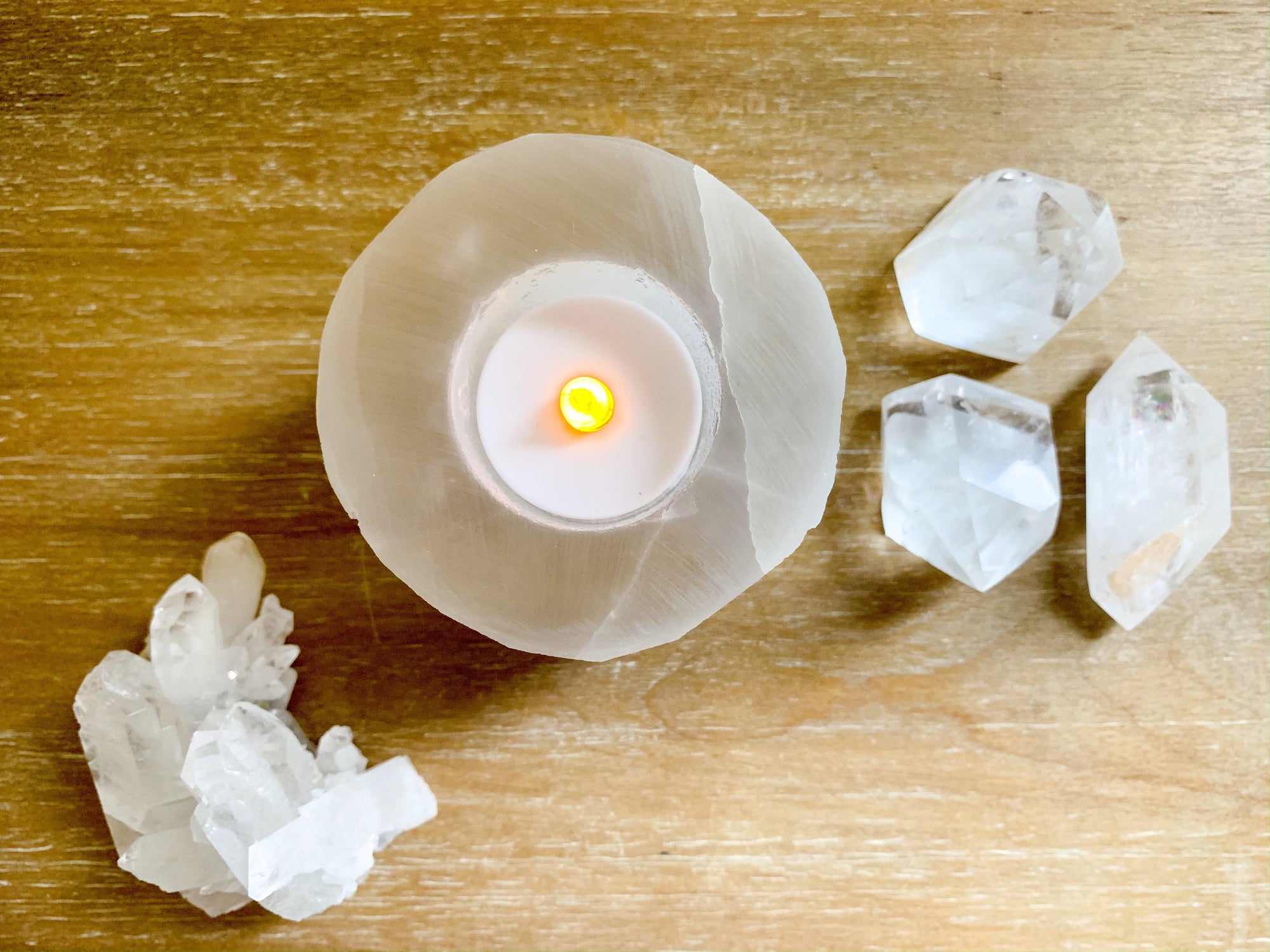 Selenite Tealight Candle Holder