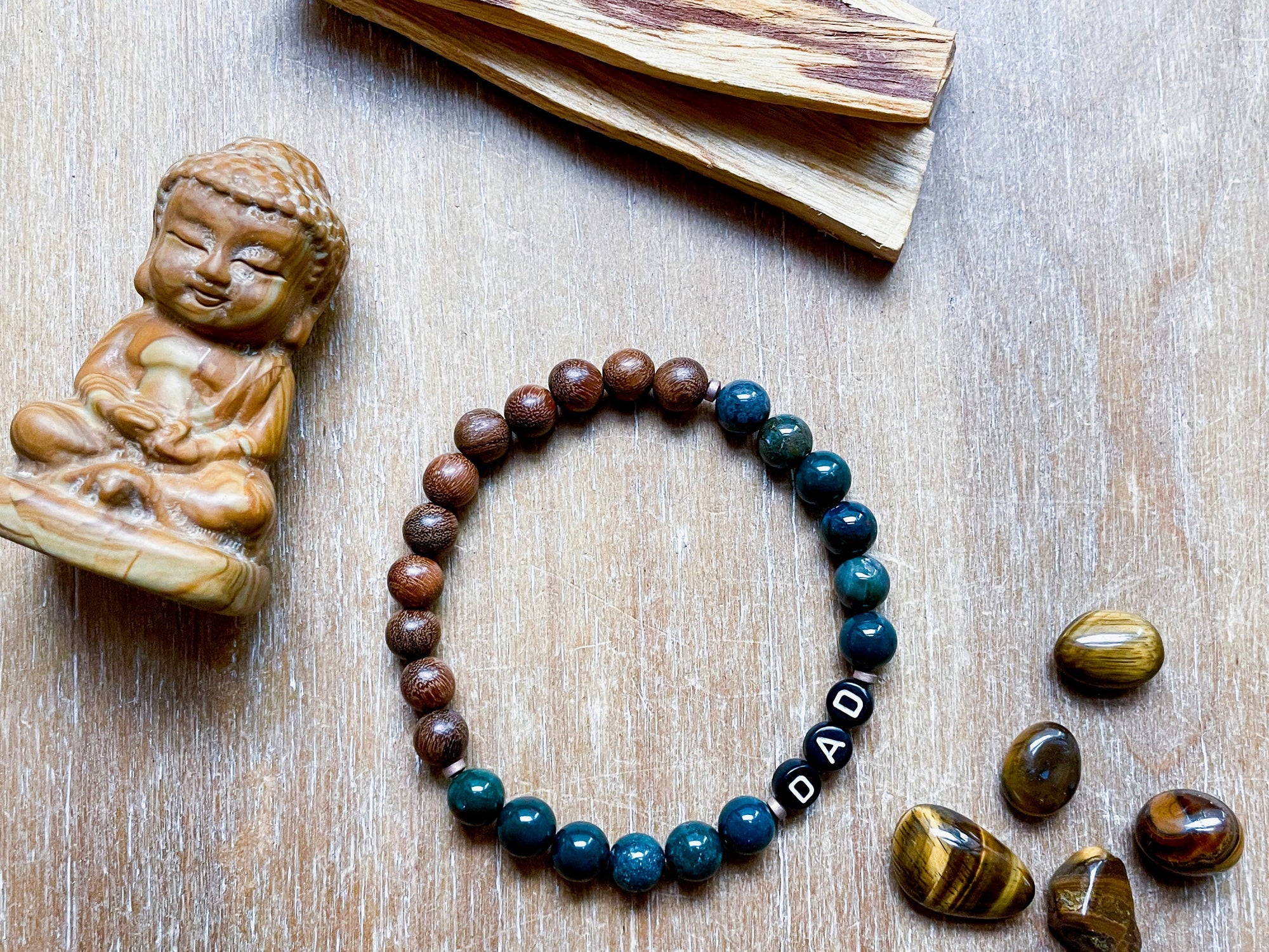 Masculine Line || Ebony Wood & Bloodstone "DAD" Bracelet || Reiki Infused