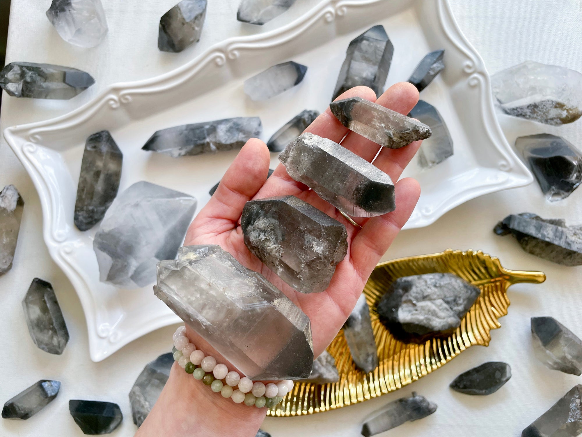 Grey Lithium Phantom Ghost Quartz Raw Points