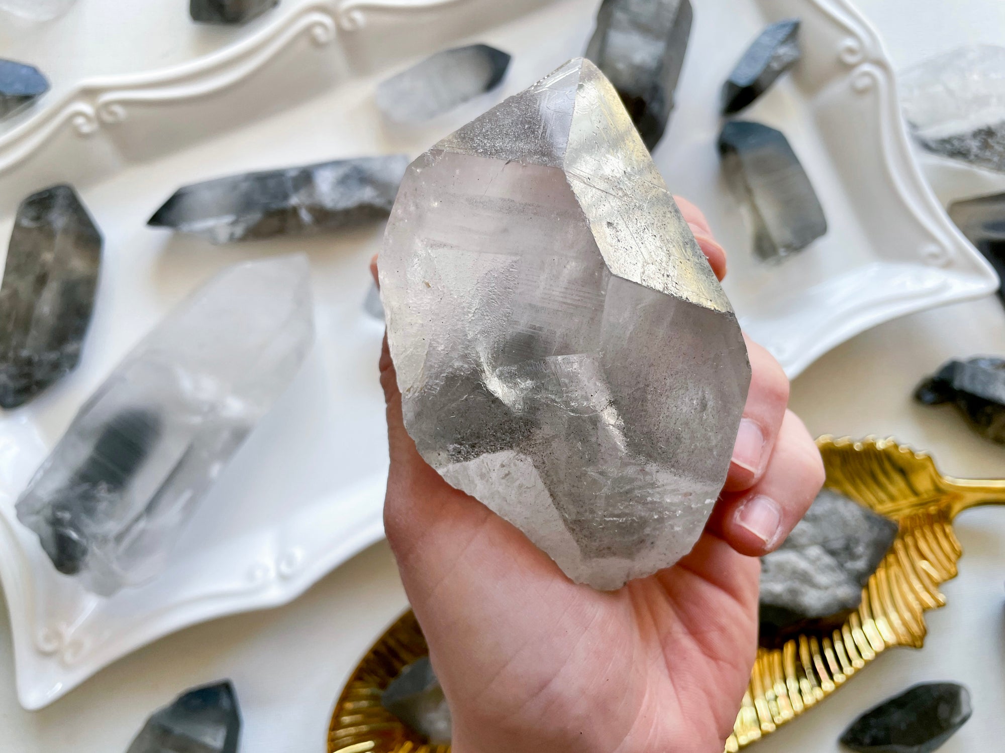 Grey Lithium Phantom Ghost Quartz Raw Points