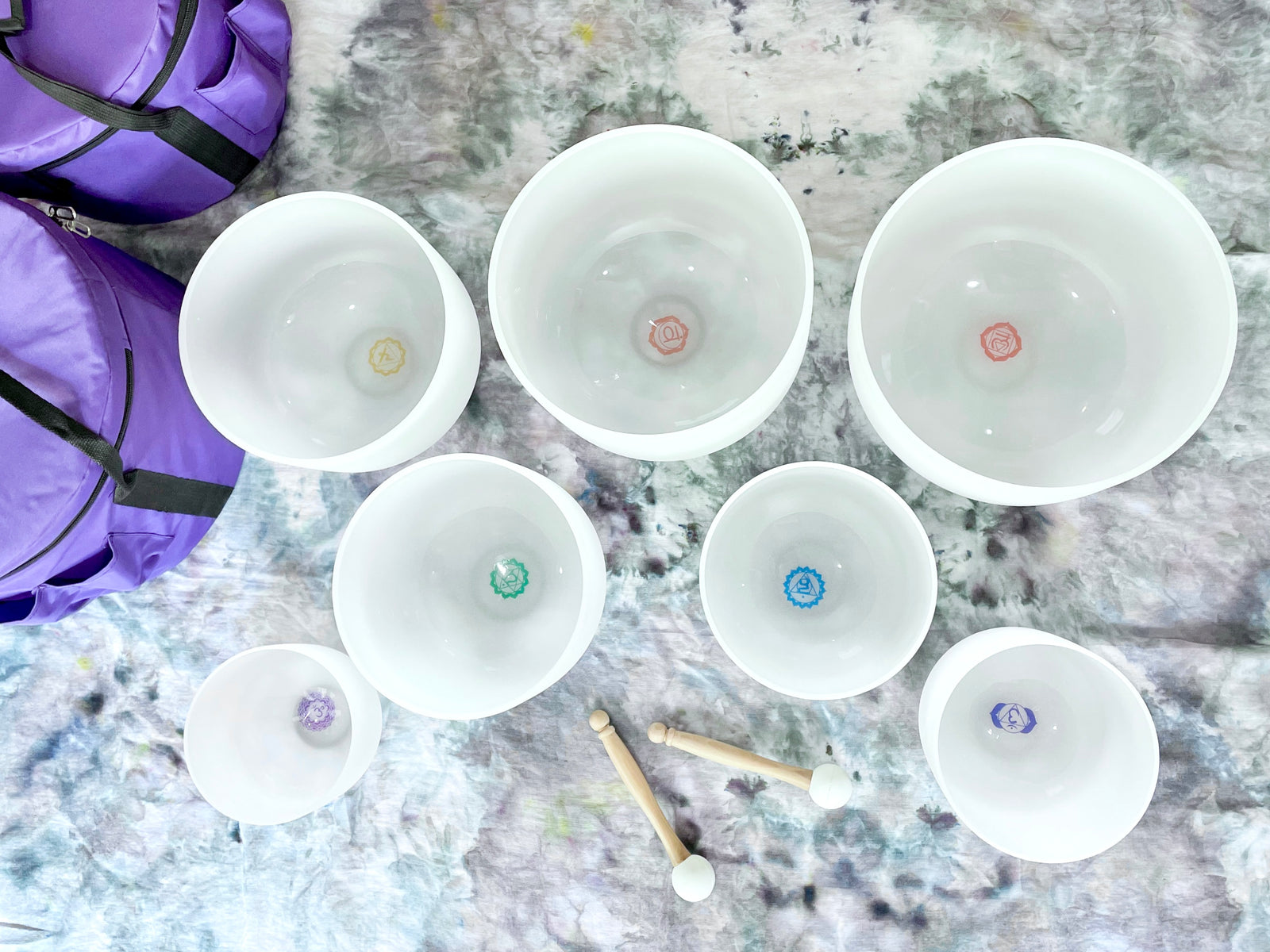 Chakra Crystal Singing Bowl Set with Carrying Case