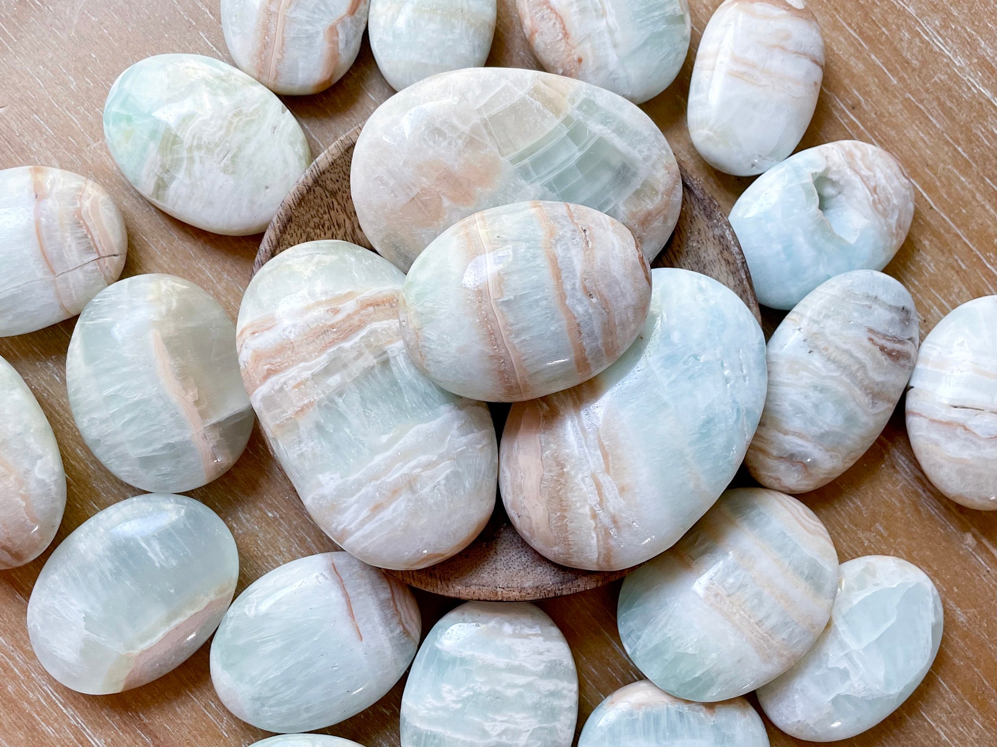 Caribbean Blue Calcite Palm Stone