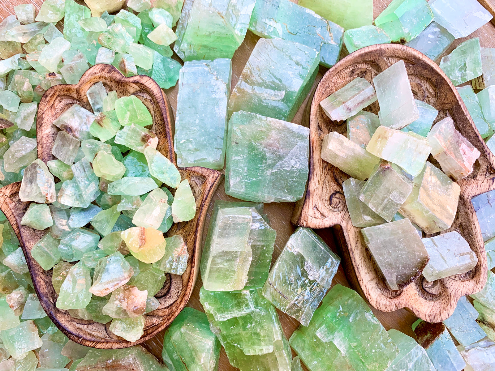 Green Calcite Rough Tumbled Stone