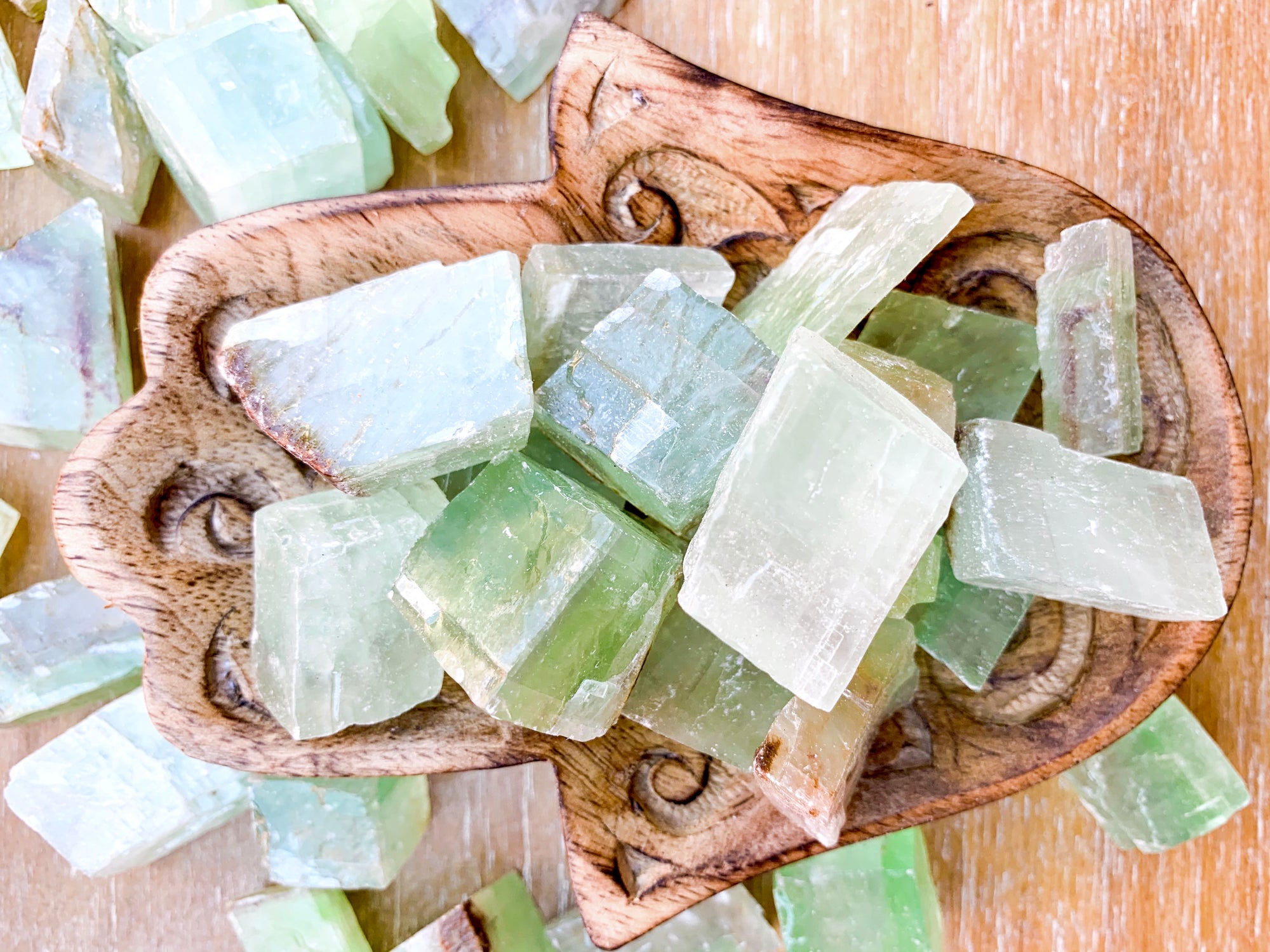 Green Calcite Rough Tumbled Stone - Medium