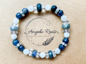 Spring Collection || Iolite, Labradorite, Moonstone & Clear Quartz Beaded Bracelet