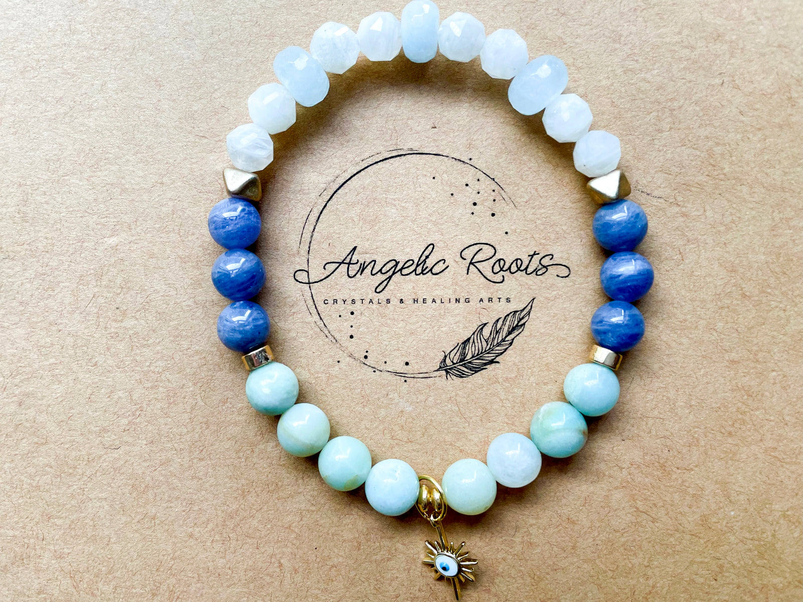 Spring Collection || Amazonite, Tanzanite, Moonstone & Aquamarine Evil Eye Beaded Bracelet