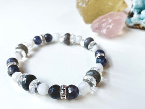 Spring Collection || Iolite, Labradorite, Moonstone & Clear Quartz Beaded Bracelet