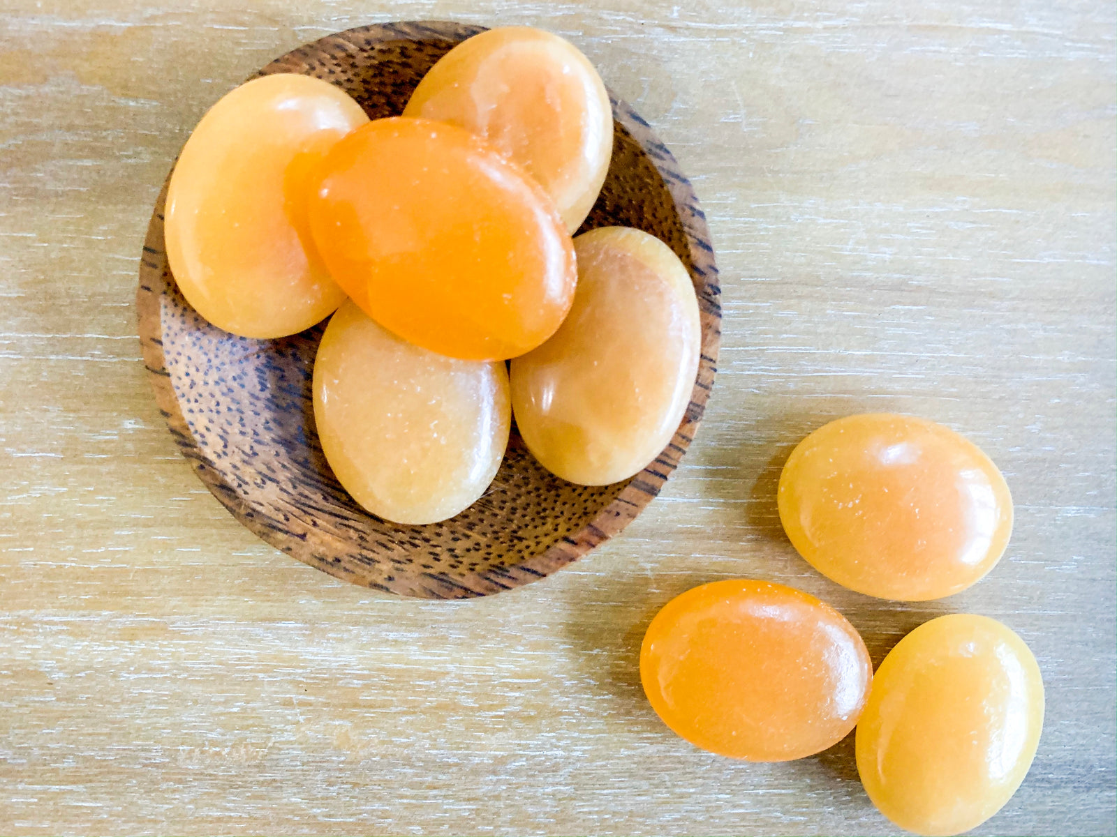 Orange Calcite Palm Stone