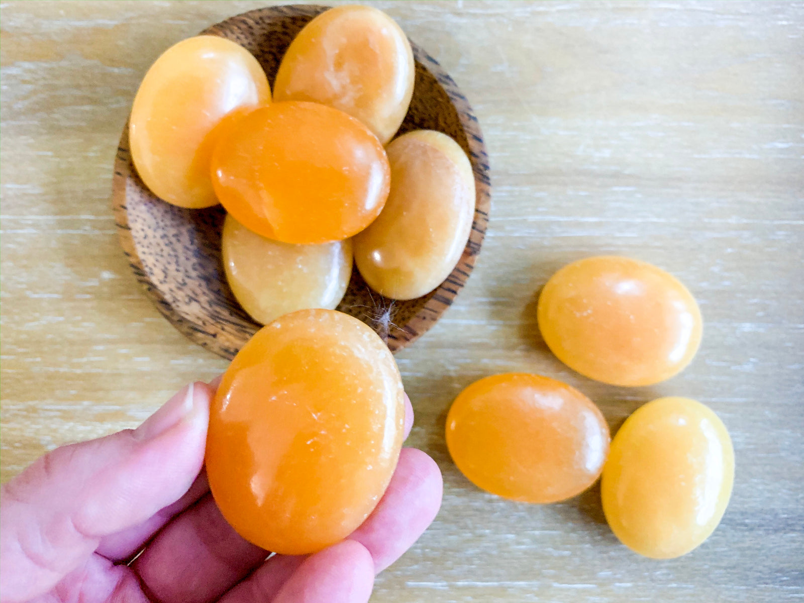 Orange Calcite Palm Stone