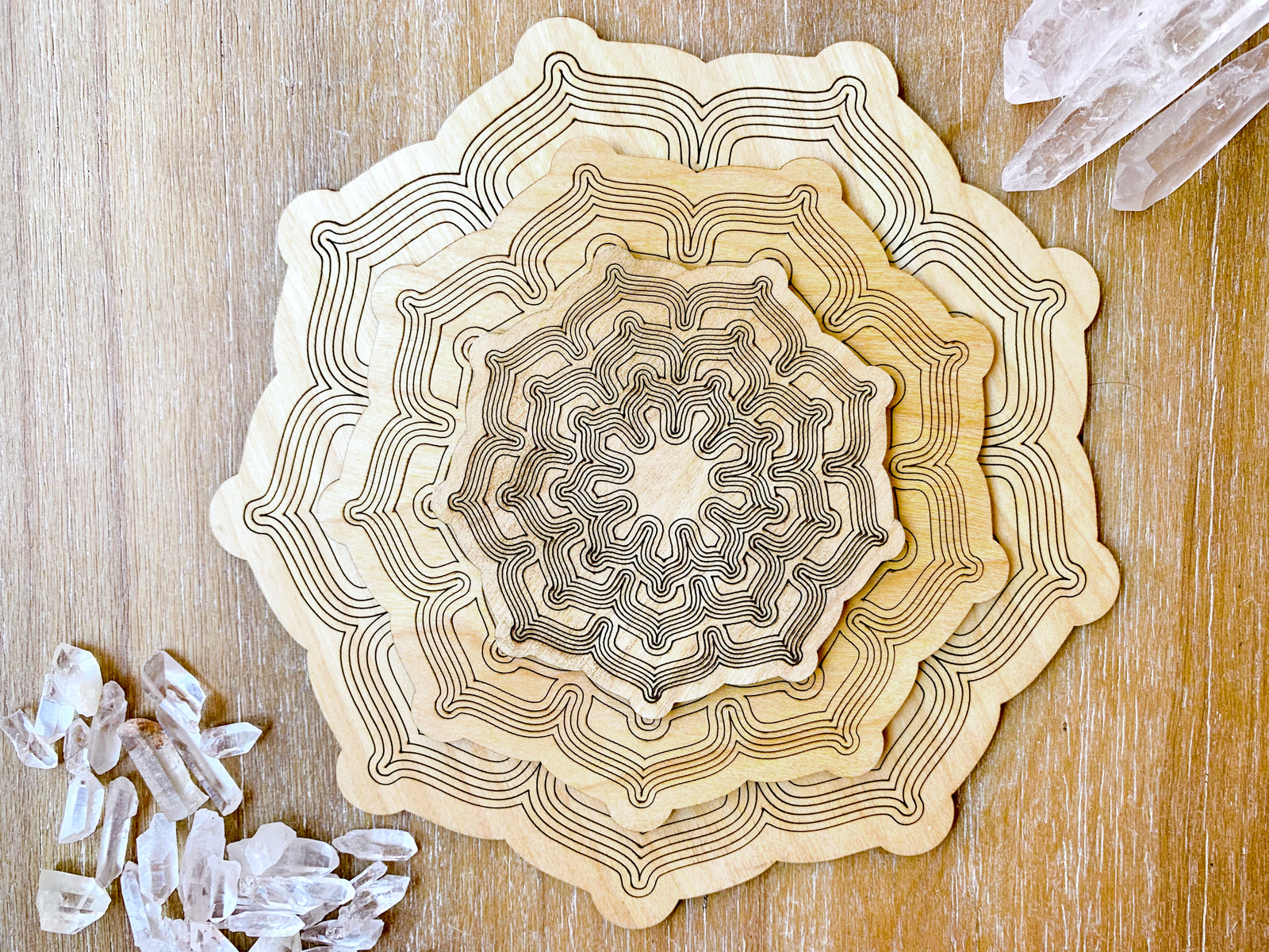 Lotus Wooden Crystal Grid Template
