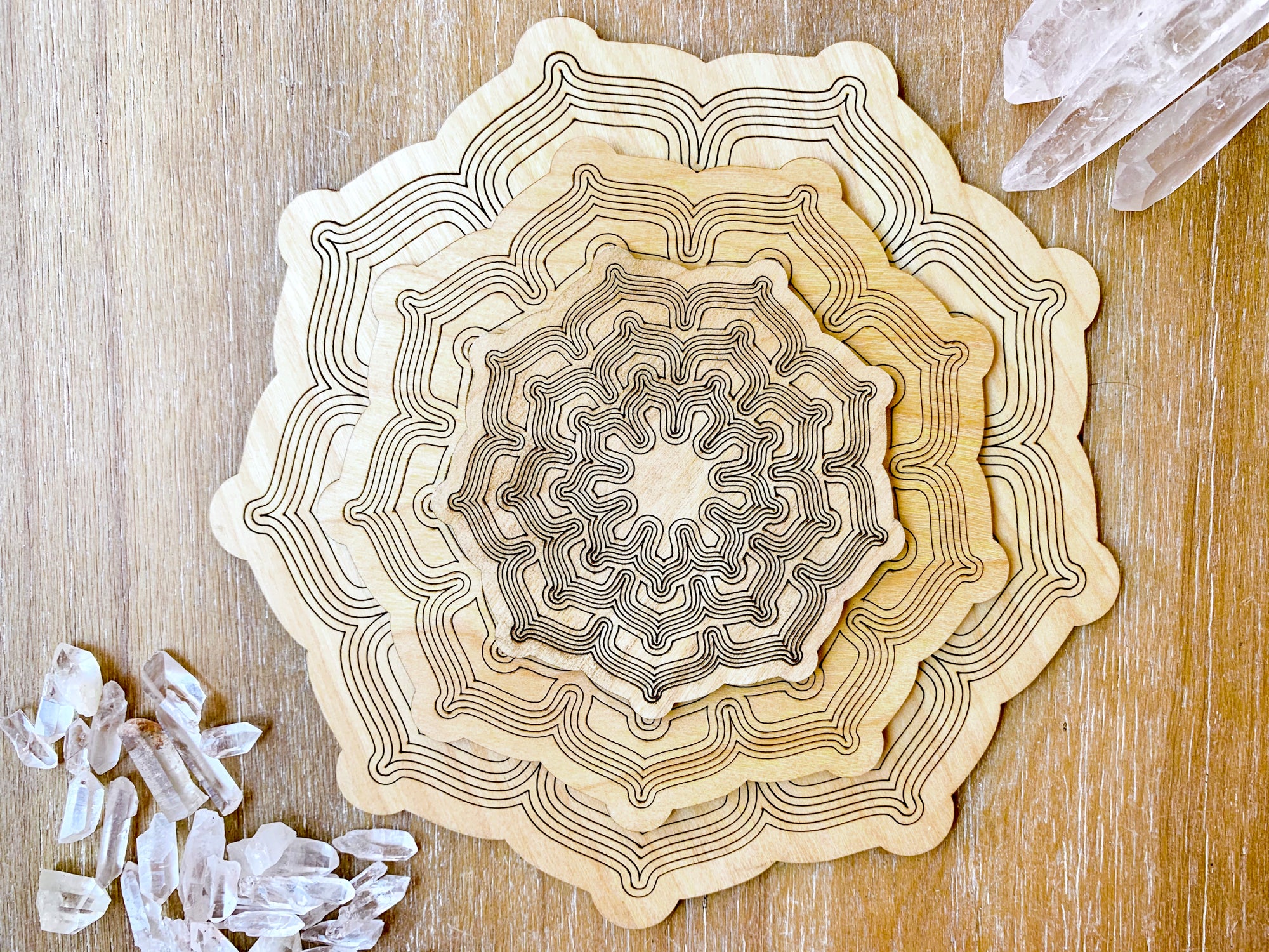 Lotus Wooden Crystal Grid Template