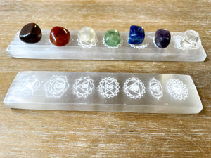 Engraved Chakra Selenite Charging Plate