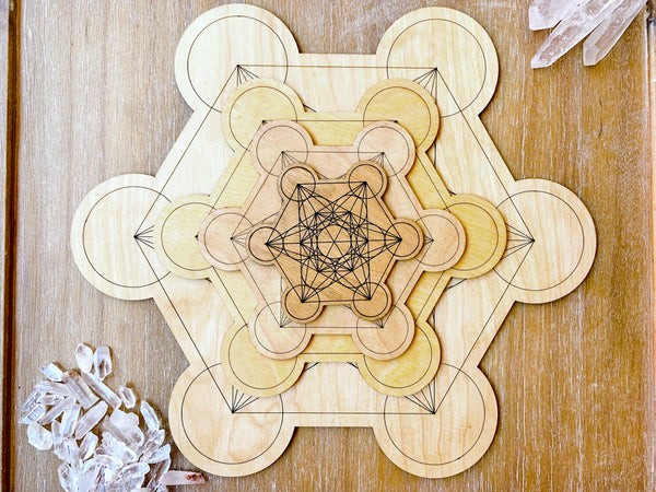 Metatron Wooden Crystal Grid Template - Angelic Roots