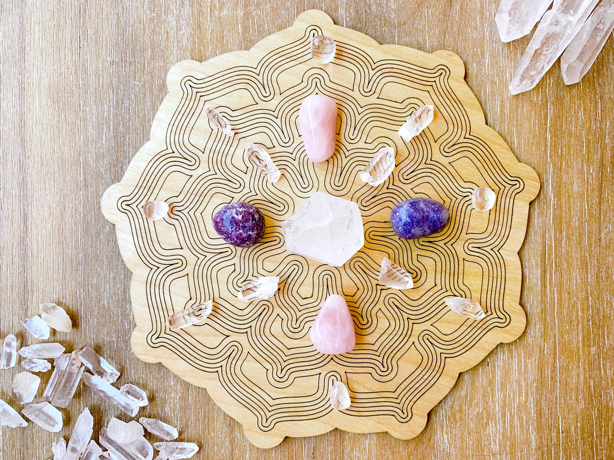 Lotus Wooden Crystal Grid Template