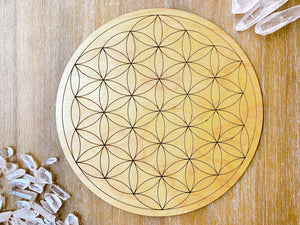 Flower of Life Wooden Crystal Grid Template