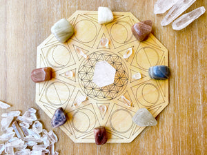 Moon Phase Wooden Crystal Grid Template