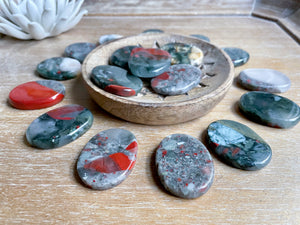 Bloodstone Flat Palm Stone