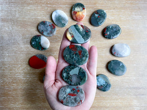 Bloodstone Flat Palm Stone